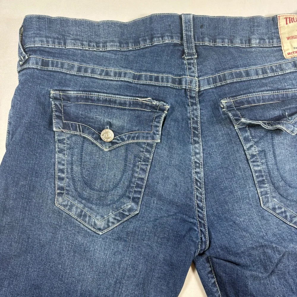 True Religion Geno Relaxed Slim Jeans Mens 38 Blue Denim Flap Pocket Y2K Street